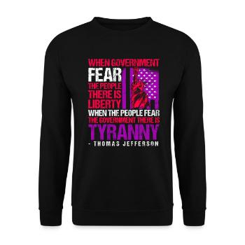 Thomas Jefferson - Unisex Pullover - Schwarz - Vorne - Alina (178cm) & Michal (187cm)