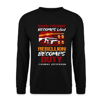 Thomas Jefferson - Unisex Pullover - Schwarz - Vorne - Alina (178cm) & Michal (187cm)