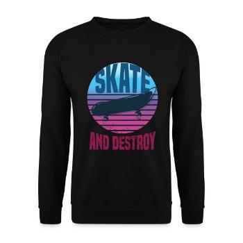 Skateboard Skateboardfahrer Skaten - Unisex Pullover - Schwarz - Vorne - Alina (178cm) & Michal (187cm)