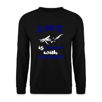 Liebt Kobold Hai Geschenk - Unisex Pullover - Schwarz - Vorne - Alina (178cm) & Michal (187cm)