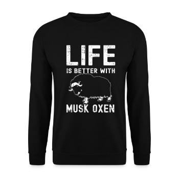 Liebt Awesome Animal Ox - Unisex Pullover - Schwarz - Vorne - Alina (178cm) & Michal (187cm)