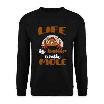 Lustiger nackter Maulwurf Ratte hässliches Nagetie - Unisex Pullover - Schwarz - Vorne - Alina (178cm) & Michal (187cm)