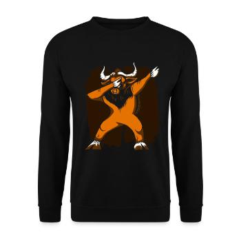 Liebt Awesome Animal Ox - Unisex Pullover - Schwarz - Vorne - Alina (178cm) & Michal (187cm)