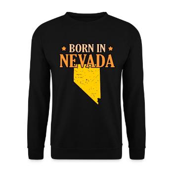 Born in Nevada gift - Unisex Sweatshirt - black - Front - Alina (178cm) & Michal (187cm)