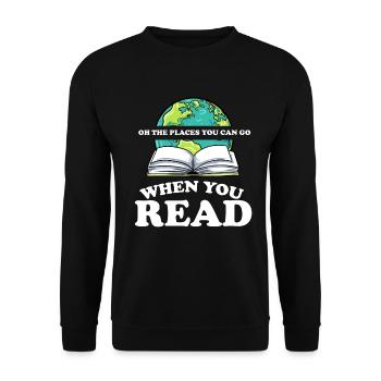 Lesen - Unisex Pullover - Schwarz - Vorne - Alina (178cm) & Michal (187cm)