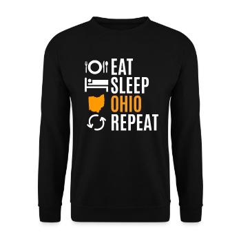 Essen Sie Schlaf ohio wiederholungs geschenk - Unisex Pullover - Schwarz - Vorne - Alina (178cm) & Michal (187cm)