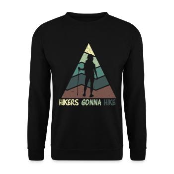 Wandern Wanderung Berg Spazieren Wanderschuhe - Unisex Pullover - Schwarz - Vorne - Alina (178cm) & Michal (187cm)