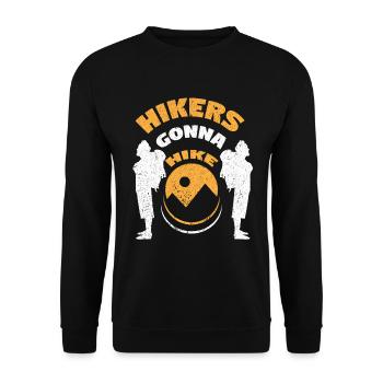 Wandern Wanderung Berg Spazieren Wanderschuhe - Unisex Pullover - Schwarz - Vorne - Alina (178cm) & Michal (187cm)