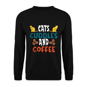 Cats Kitten Coffee Pet - Unisex Sweatshirt - black - Front - Alina (178cm) & Michal (187cm)