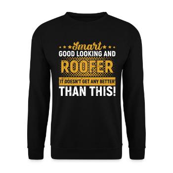 Bauarbeiter Dachdecker Geschenkidee - Unisex Pullover - Schwarz - Vorne - Alina (178cm) & Michal (187cm)