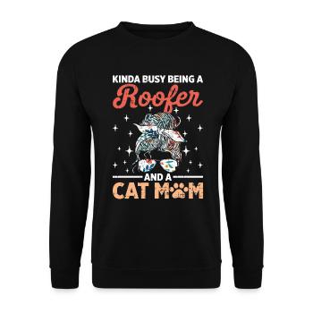 Bauarbeiter Dachdecker Geschenkidee - Unisex Pullover - Schwarz - Vorne - Alina (178cm) & Michal (187cm)