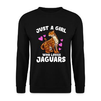 Jaguar Geschenkidee - Unisex Pullover - Schwarz - Vorne - Alina (178cm) & Michal (187cm)