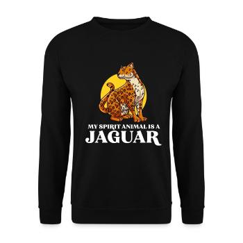 Jaguar Geschenkidee - Unisex Pullover - Schwarz - Vorne - Alina (178cm) & Michal (187cm)