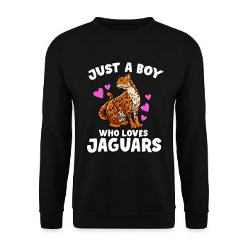 Jaguar Geschenkidee - Unisex Pullover - Schwarz - Vorne - Alina (178cm) & Michal (187cm)