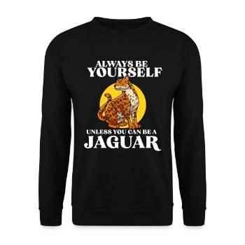 Jaguar Geschenkidee - Unisex Pullover - Schwarz - Vorne - Alina (178cm) & Michal (187cm)