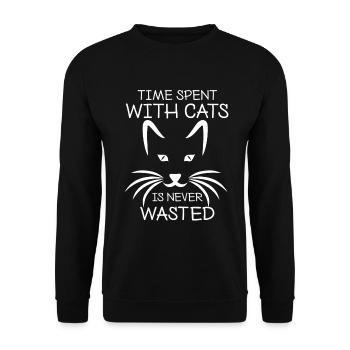 Cat Cats Cat Lover Pet - Unisex Sweatshirt - black - Front - Alina (178cm) & Michal (187cm)