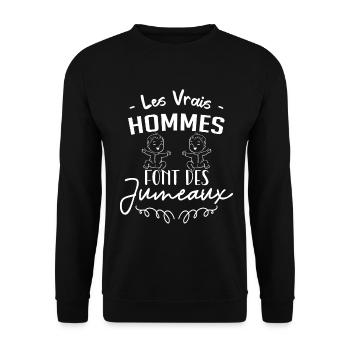Papa de jumeaux Annonce Naissance Humour - Sweat-shirt Unisexe - noir - Devant - Alina (178cm) & Michal (187cm)