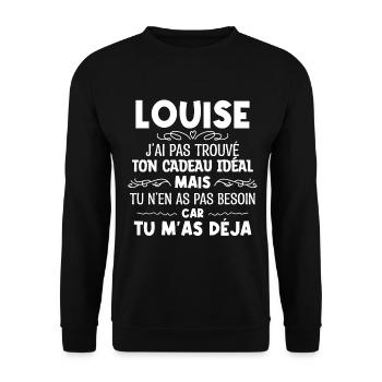 Louise J'ai Pas Trouvé Ton Cadeau Idéal Mais Tu... - Sweat-shirt Unisexe - noir - Devant - Alina (178cm) & Michal (187cm)
