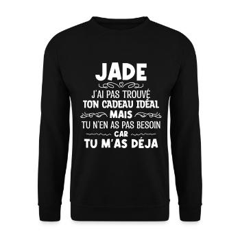 jade J'ai Pas Trouvé Ton Cadeau Idéal Mais Tu... - Sweat-shirt Unisexe - noir - Devant - Alina (178cm) & Michal (187cm)