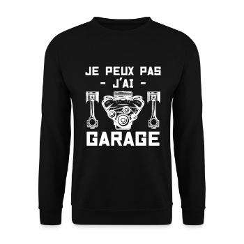 Je peux pas j'ai garage - Sweat-shirt Unisexe - noir - Devant - Alina (178cm) & Michal (187cm)