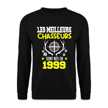 Anniversaire chasseur Née en1999 - Sweat-shirt Unisexe - noir - Devant - Alina (178cm) & Michal (187cm)