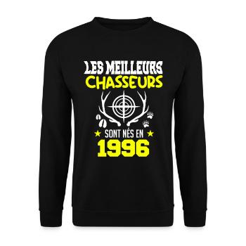 Anniversaire chasseur Née en 1996 - Sweat-shirt Unisexe - noir - Devant - Alina (178cm) & Michal (187cm)