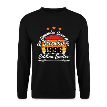 Cadeau Les légendes sont nées en Décembre 1996 - Sweat-shirt Unisexe - noir - Devant - Alina (178cm) & Michal (187cm)