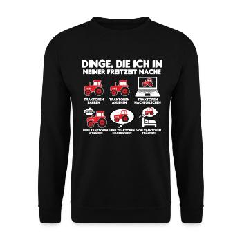 Traktor Trecker Bauer Freizeit Dinge als Landwirt - Unisex Pullover - Schwarz - Vorne - Alina (178cm) & Michal (187cm)