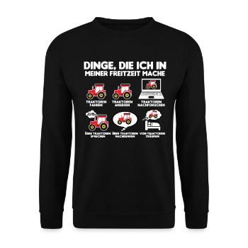 Traktor Trecker Bauer Freizeit Dinge als Landwirt - Unisex Pullover - Schwarz - Vorne - Alina (178cm) & Michal (187cm)