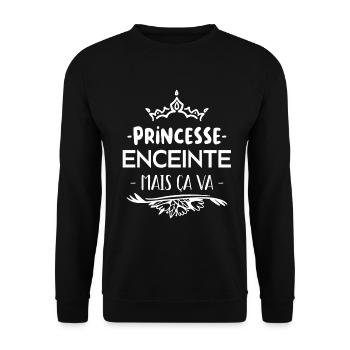 une princesse et enceinte - Sweat-shirt Unisexe - noir - Devant - Alina (178cm) & Michal (187cm)