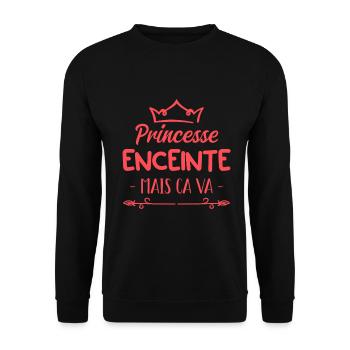 une princesse et enceinte - Sweat-shirt Unisexe - noir - Devant - Alina (178cm) & Michal (187cm)