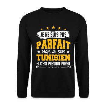 Je Ne Suis Parfait Mais Je Suis Tunisien - Sweat-shirt Unisexe - noir - Devant - Alina (178cm) & Michal (187cm)