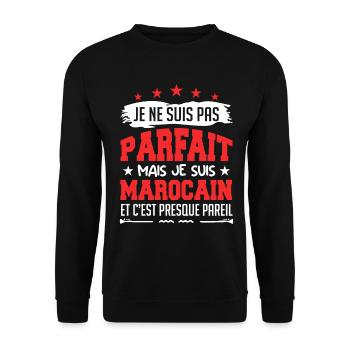 Je Ne Suis Parfait Mais Je Suis Marocain - Sweat-shirt Unisexe - noir - Devant - Alina (178cm) & Michal (187cm)