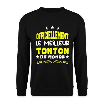 Officiellement Le Meilleur Tonton Du Monde - Sweat-shirt Unisexe - noir - Devant - Alina (178cm) & Michal (187cm)