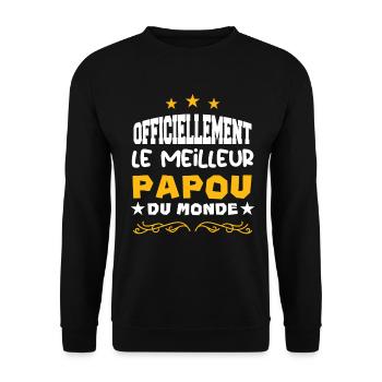 Officiellement Le Meilleur Papou Du Monde - Sweat-shirt Unisexe - noir - Devant - Alina (178cm) & Michal (187cm)