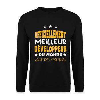 Officiellement Le Meilleur Développeur Du Monde - Sweat-shirt Unisexe - noir - Devant - Alina (178cm) & Michal (187cm)