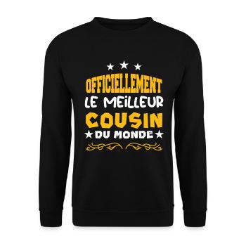 Officiellement Le Meilleur Cousin Du Monde - Sweat-shirt Unisexe - noir - Devant - Alina (178cm) & Michal (187cm)