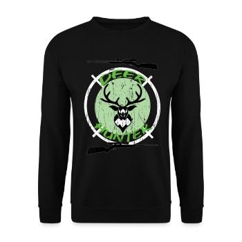 Hunter Hunting Hunting Game Hunting Shooting Rifle - Unisex Sweatshirt - black - Front - Alina (178cm) & Michal (187cm)