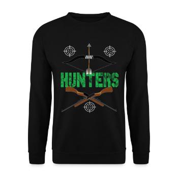Hunter Hunting Hunting Game Hunting Shooting Rifle - Unisex Sweatshirt - black - Front - Alina (178cm) & Michal (187cm)