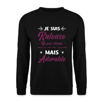 JE SUIS RALEUSE UN PEU CHIANTE MAIS ADORABLE - Sweat-shirt Unisexe - noir - Devant - Alina (178cm) & Michal (187cm)