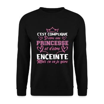 C'est compliqué d'etre une princesse et enceinte. - Sweat-shirt Unisexe - noir - Devant - Alina (178cm) & Michal (187cm)
