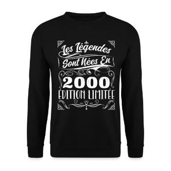 Les Légendes Sont Nés En 2000 | Cadeau - Sweat-shirt Unisexe - noir - Devant - Alina (178cm) & Michal (187cm)