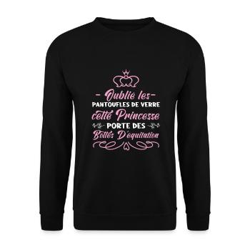 Oublie les pantoufles de verre équitation humour - Sweat-shirt Unisexe - noir - Devant - Alina (178cm) & Michal (187cm)