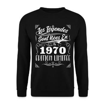 Les Légendes Sont Nés En 1970 | Cadeau - Sweat-shirt Unisexe - noir - Devant - Alina (178cm) & Michal (187cm)