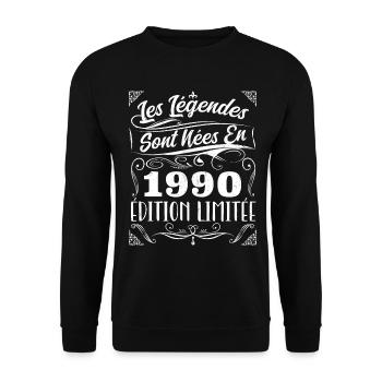 Les Légendes Sont Nés En 1990 | Cadeau - Sweat-shirt Unisexe - noir - Devant - Alina (178cm) & Michal (187cm)