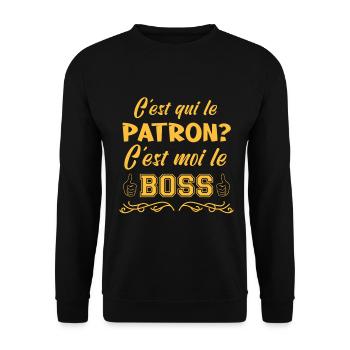 Patron? C'est Moi Le Boss - Sweat-shirt Unisexe - noir - Devant - Alina (178cm) & Michal (187cm)
