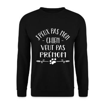 j'peux pas mon chien veut pas prénom - Sweat-shirt Unisexe - noir - Devant - Alina (178cm) & Michal (187cm)