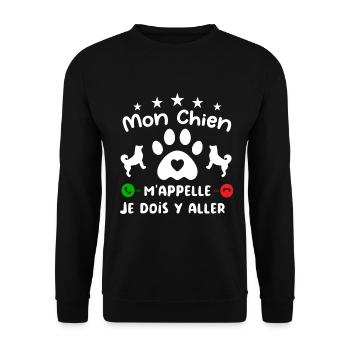 Mon CHIEN m'appelle pour cadeau - Sweat-shirt Unisexe - noir - Devant - Alina (178cm) & Michal (187cm)