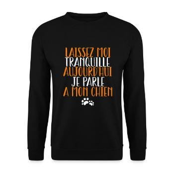 aujourd’hui je parle a mon chien - Sweat-shirt Unisexe - noir - Devant - Alina (178cm) & Michal (187cm)