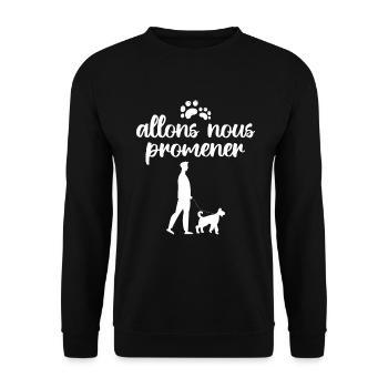 Allons Nous Promener | amoureux des chiens - Sweat-shirt Unisexe - noir - Devant - Alina (178cm) & Michal (187cm)